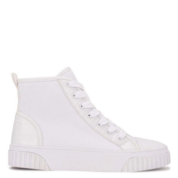 Nine West Dyiane High Top White Sneakers | South Africa 91J95-9T92